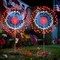 2 Pack Solar 4th of July Firework Lights Outdoor – 360 LED Red White Blue Waterproof Patriotic Yard Decorations with 8 Modes & Timer for Garden, Pathway, Lawn, Patio